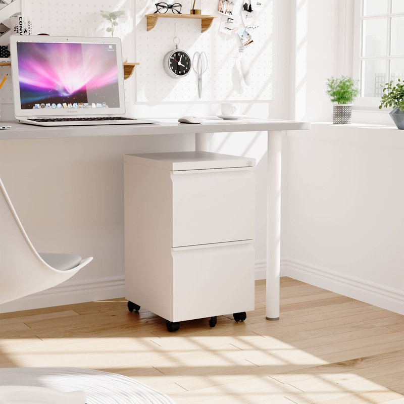 Kristoher 2-Drawer Mobile Vertical Filing Cabinet, White