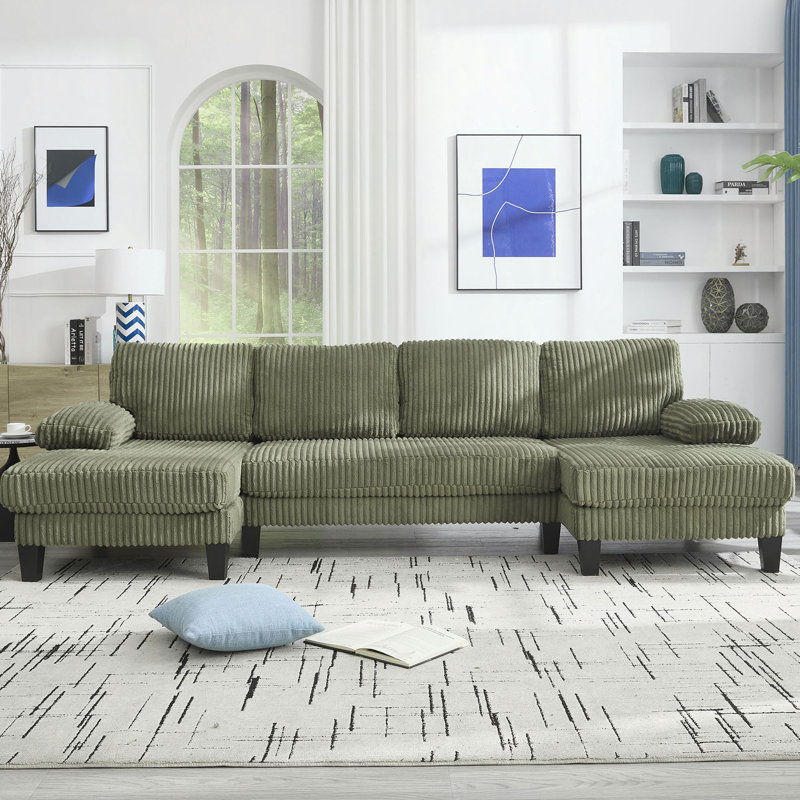 U-Shaped Couch With Seat,4-Seat Sofa With Double Chaise,Comfortable And Spacious Indoor Furniture For Living Room,Apartment