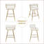Ensemble de 4 tabourets de bar à hauteur de comptoir avec dossier tissé et repose-pieds, blanc