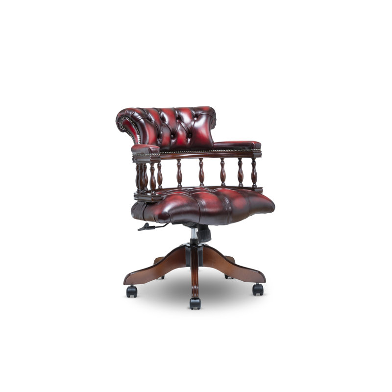 Deguan Genuine Leather Office Chair, Ant Red