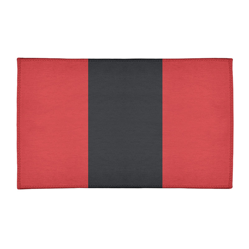 Tapis à rayures rouge/charbon à rayures, Rectangle 2 pi x 3 pi