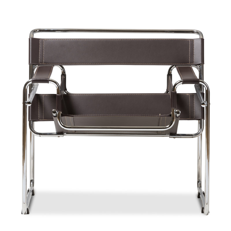 Fauteuil de 30,75 po de large Aaisha, Similicuir brun