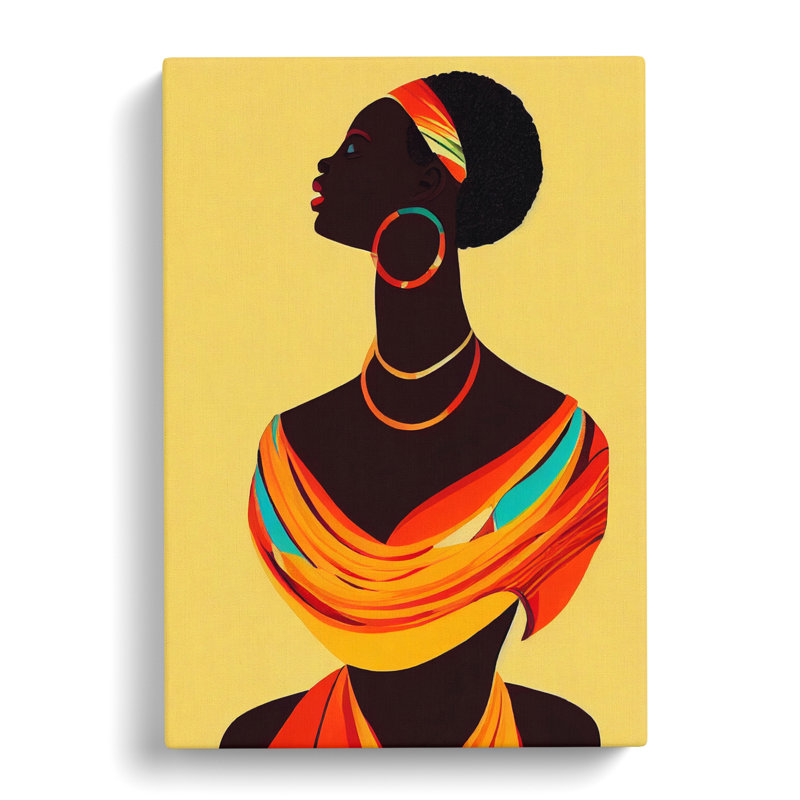 African Woman Retro - Wrapped Canvas, 50cm H x 35cm W x 3cm D