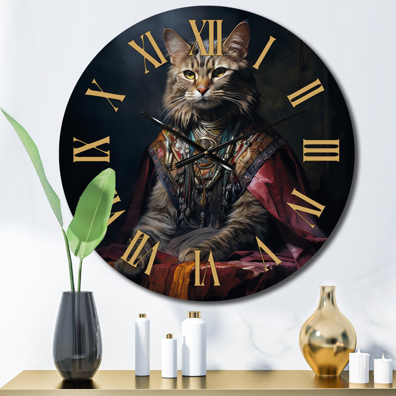 Horloge murale chat majestueux en costume indien I - animaux, Petit