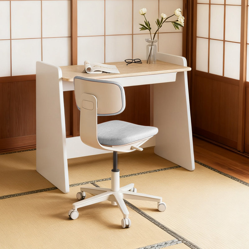 Chaise de bureau ergonomique sans accoudoirs avec hauteur réglable et roulettes lisses, Gris
