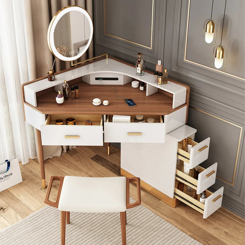 Coiffeuse de coin moderne avec miroir à DEL Berrydale