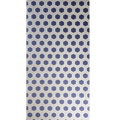 Mickelson Geometric Hexagon Royal Blue Taupe Tan Faux Fabric Wallpaper