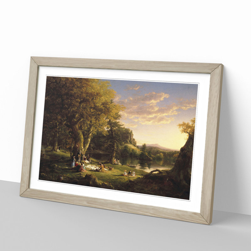 The Picnic by Thomas Cole - Picture Frame Painting, Oak Framed, 48cm H x 65cm W x 2cm D