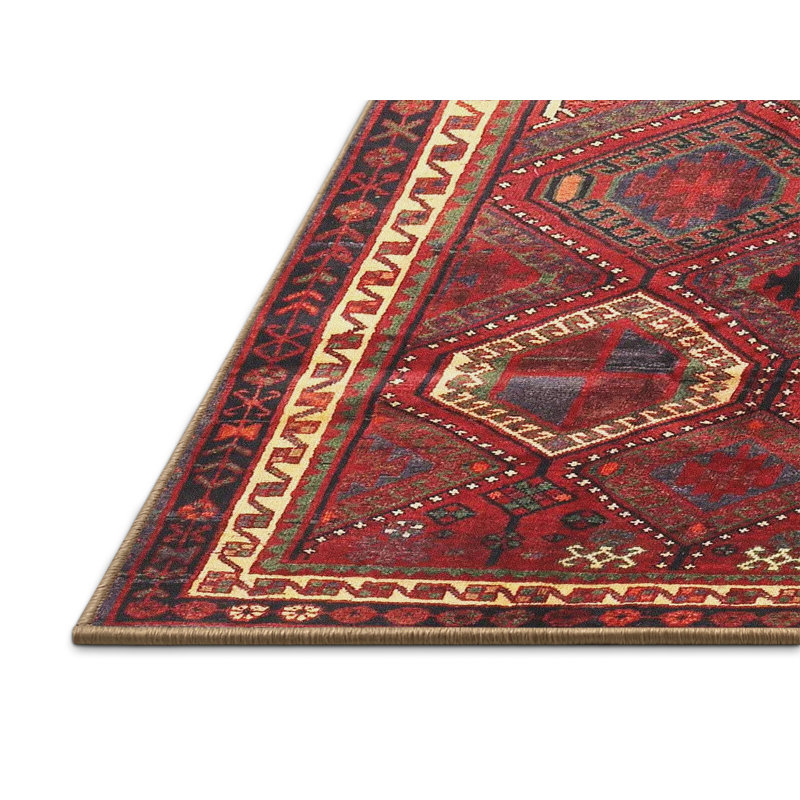 Tapis rouge / brun / beige Southwestern, Rectangle 6 pi x 9 pi
