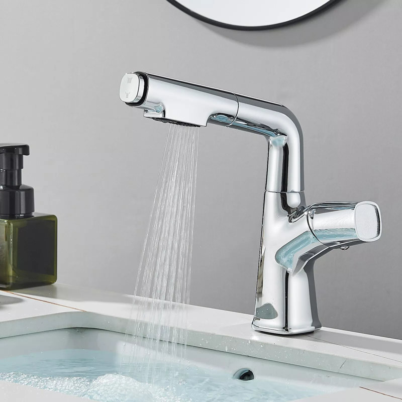 Robinet de salle de bain monocommande à fixation sur le comptoir, Chrome