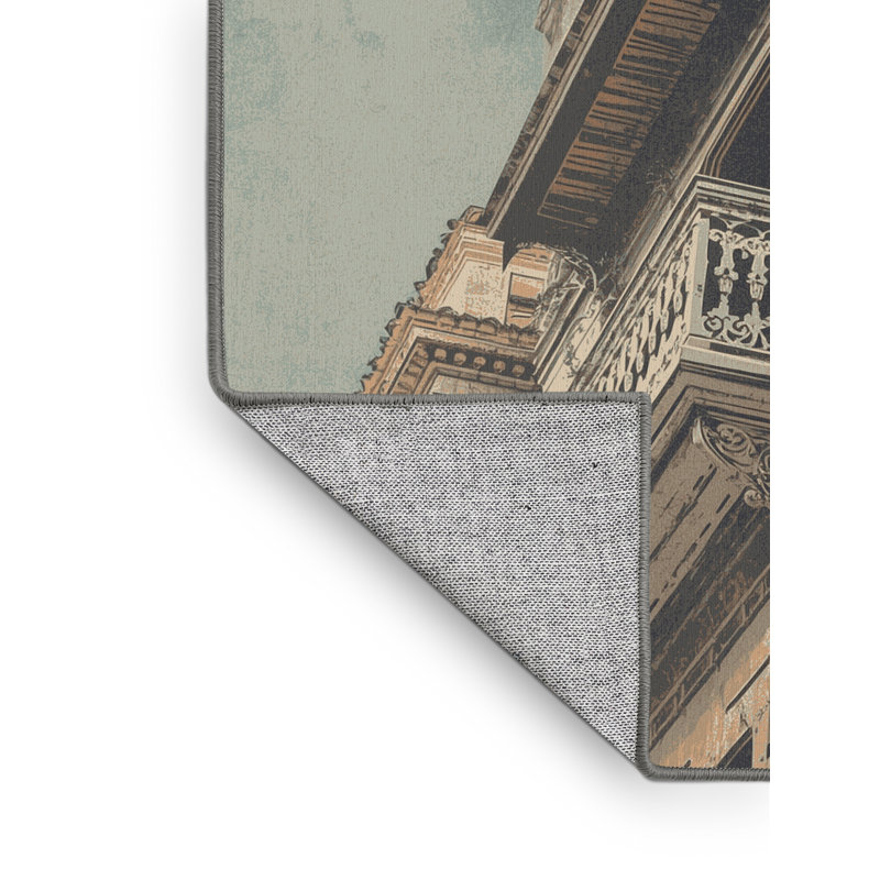 Machine Washable Orsolya Cartagena Old City Bohemian Block Print Rug in Gray – Gray Binding, 4x6