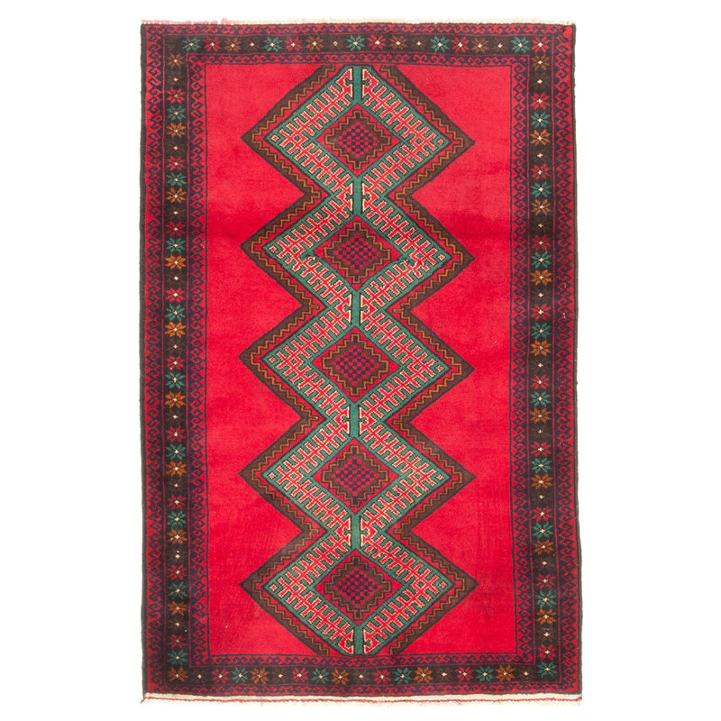 Tapis rouge Teimani 2 pi 11 po x 4 pi 8 po
