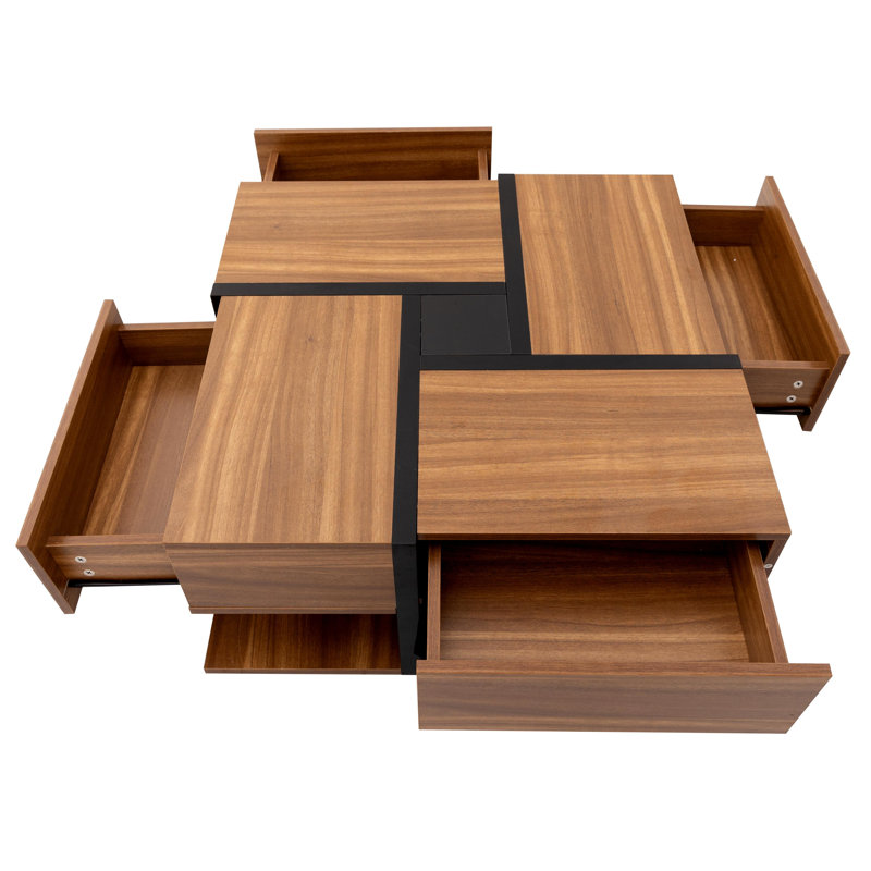 Benthall Floor Shelf Coffee Table with Storage, Brown