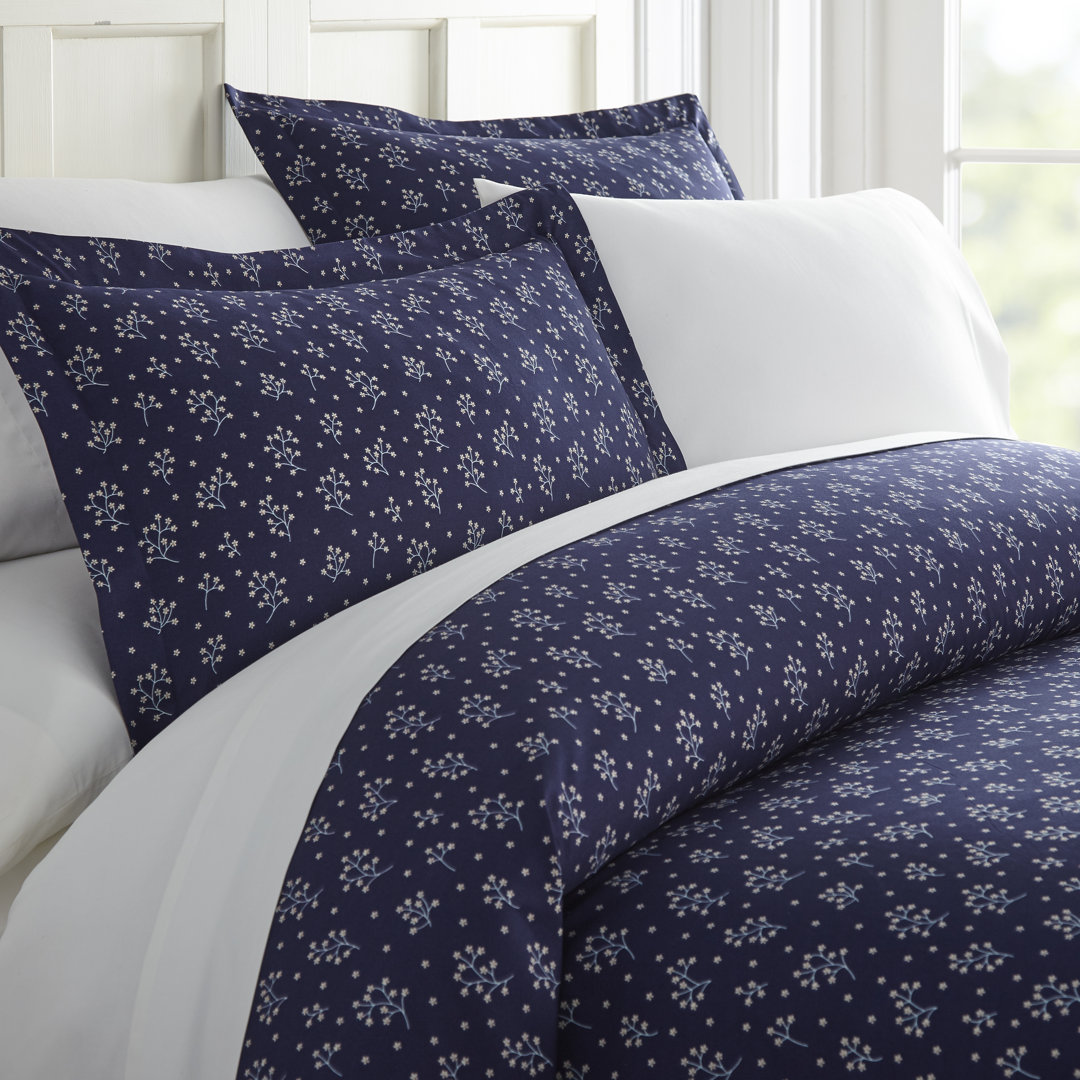 Duvet Cover Set Bensley Midnight Blossoms Pattern Ophelia & Co. 