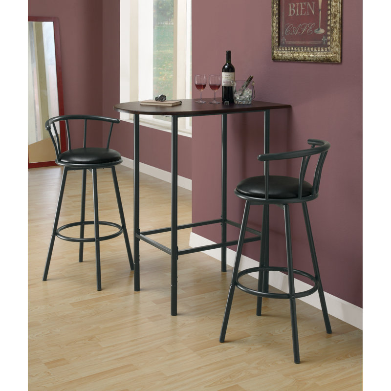 Gulustan Bar Stool, Swivel, Bar Height, Metal, Pu Leather Look, Black, Contemporary, Modern