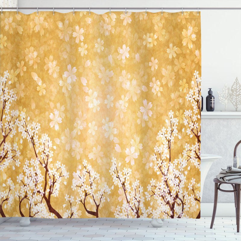 Rideau de douche et crochets de douche à fleurs tree Jamal, l 69 po x L 75 po