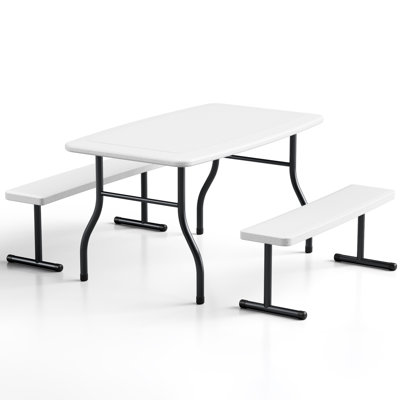 Kids Picnic Table with 2 Benches, 4 Seat Heavy Duty Outdoor HDPE Table for Toddlers Backyard Patio
