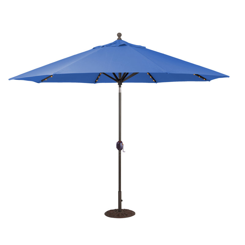Parasol de marché illuminé 11 pi Nadasha, Bronze antique, Bleu Pacifique