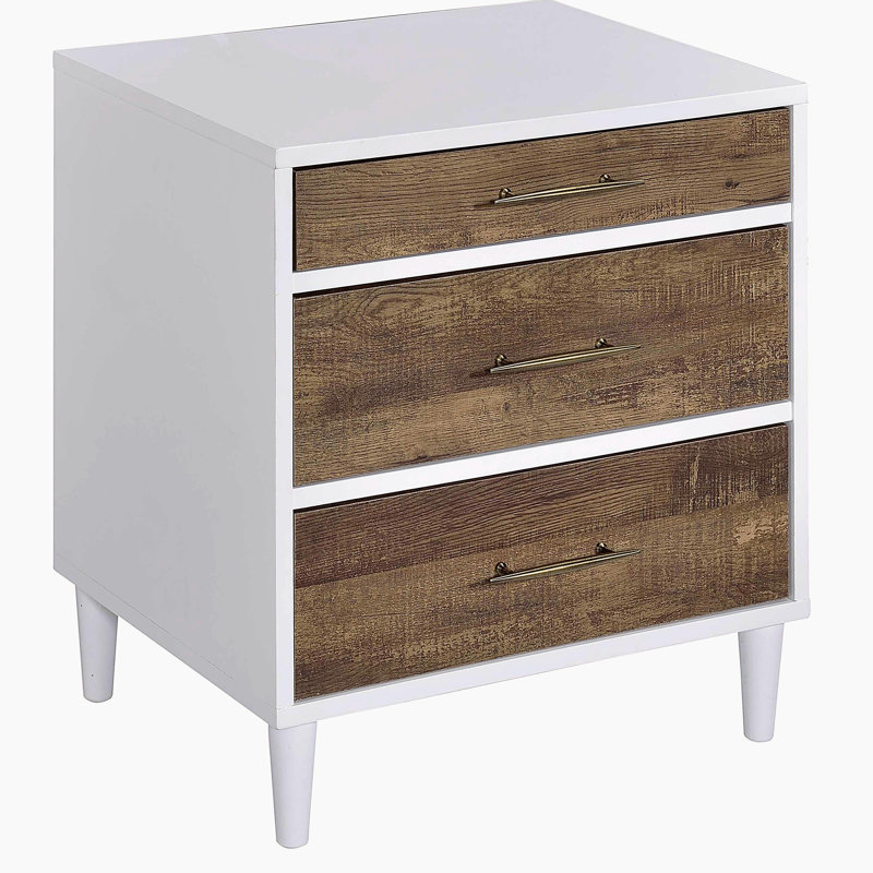 White and weathered oak 3-drawer dressing table