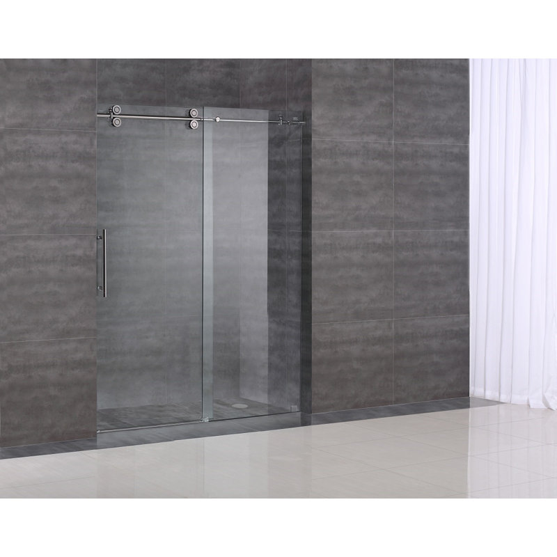 Porte de douche coulissante simple sans cadre de H 77,5 po Langham, Chrome