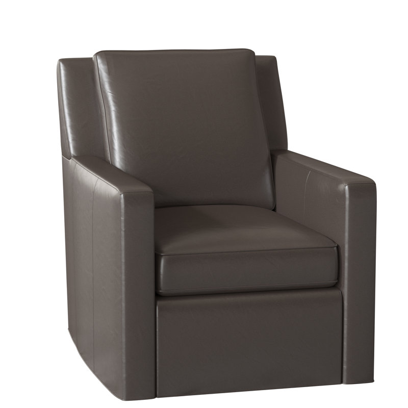 Jaxon Leather Swivel Armchair, Swivel - Standard, Aline Light Grey Genuine Leather
