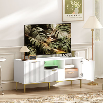 Meuble télé avec lumières DEL RVB, meuble télé pour téléviseur de 40 po ou moins, noir