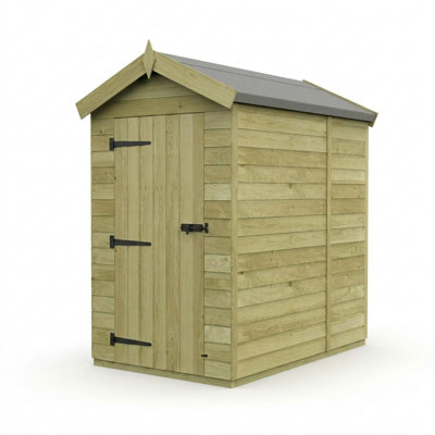 Total Sheds 4ft x 5ft Apex Garden Shed - Single Door - No Windows - Pressure Treated Timber - UK Manufactured