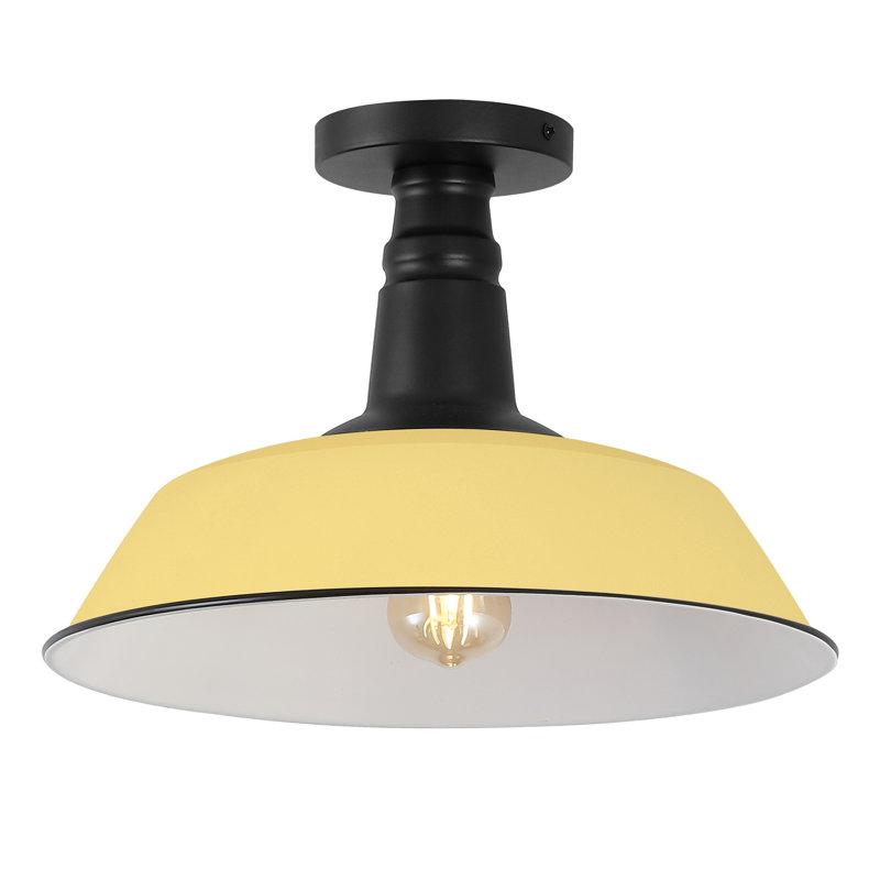 Plafonnier semi-encastré 1 lumière 14 po, Jaune mat