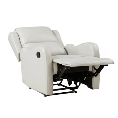 Taupe Reclining Chair 1Pc Comfort Seating Faux Leather Upholstery Living Room Furniture Solid Wood