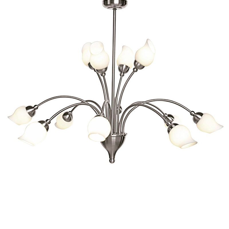 Kissinger 12 - Light Shaded Chandelier, Satin Chrome