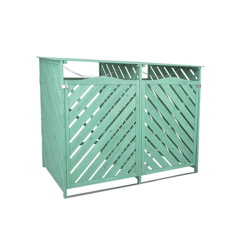 Aleyiah Wooden Double Bin Store, Green