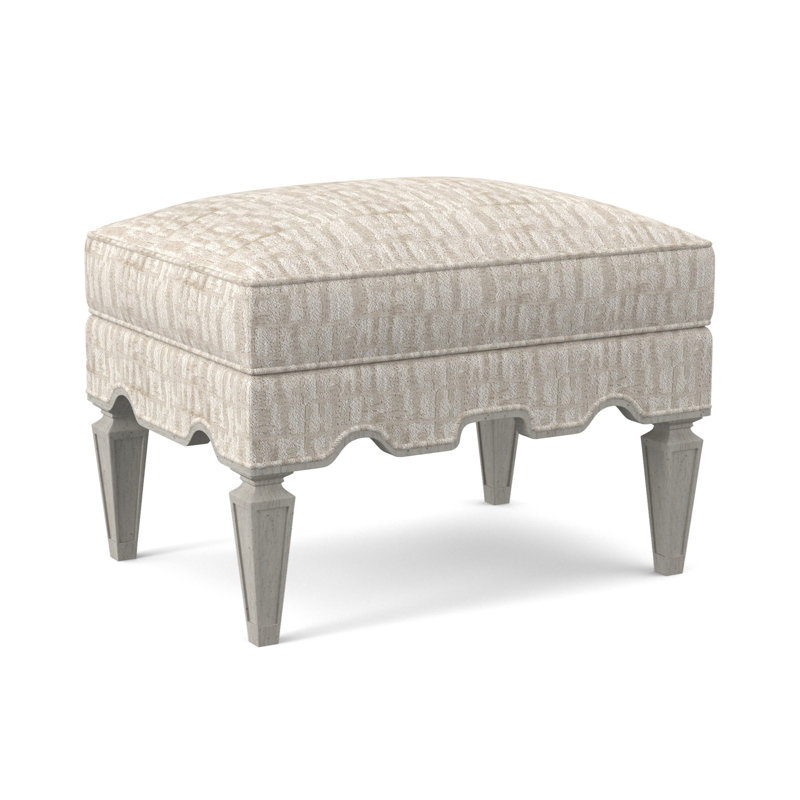 Palm Upholstered Ottoman, Bisque, White Caps Fog Viscose