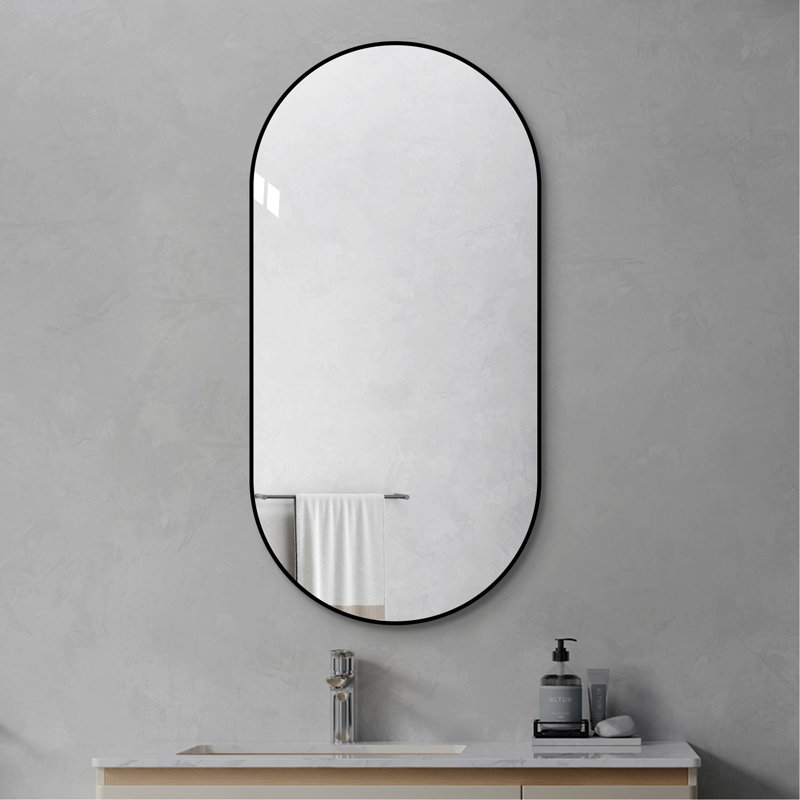 Miroir mural de salle de bain 48 po x 24 po, miroir mural encadré pour la salle de bain, suspendu vertical ou horizontal, miroir HD moderne pour la chambre à coucher, vestibule