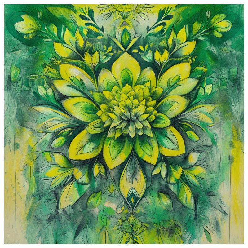 Yellow Green Floral Illustration Double Sided Throw Pillows, 20 x 20 inches