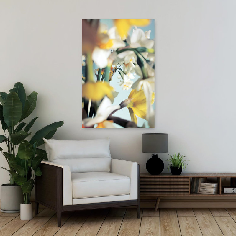 Art contemporain avec art floral, H 36 po x l 24 po