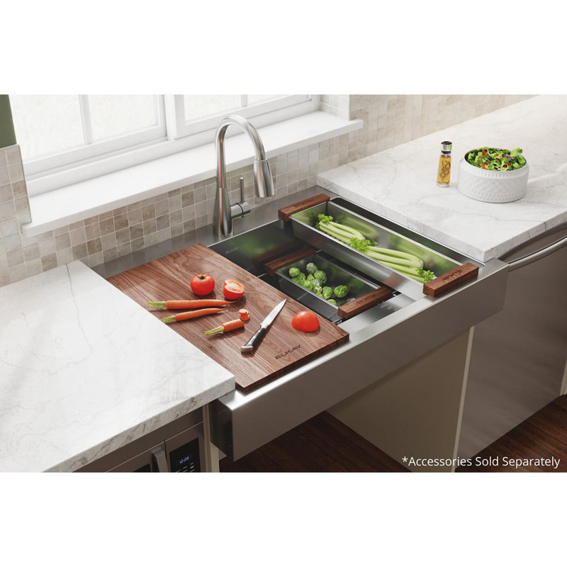 Dart Canyon 27" L x 36" W Farmhouse Kitchen Sink with Sink Grid and Drain Assembly