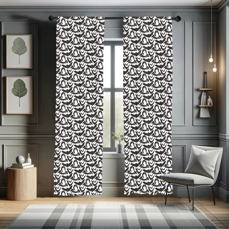 Fall/Autumn Semi-Sheer Rod Pocket Curtain Panels, 28" x 63"