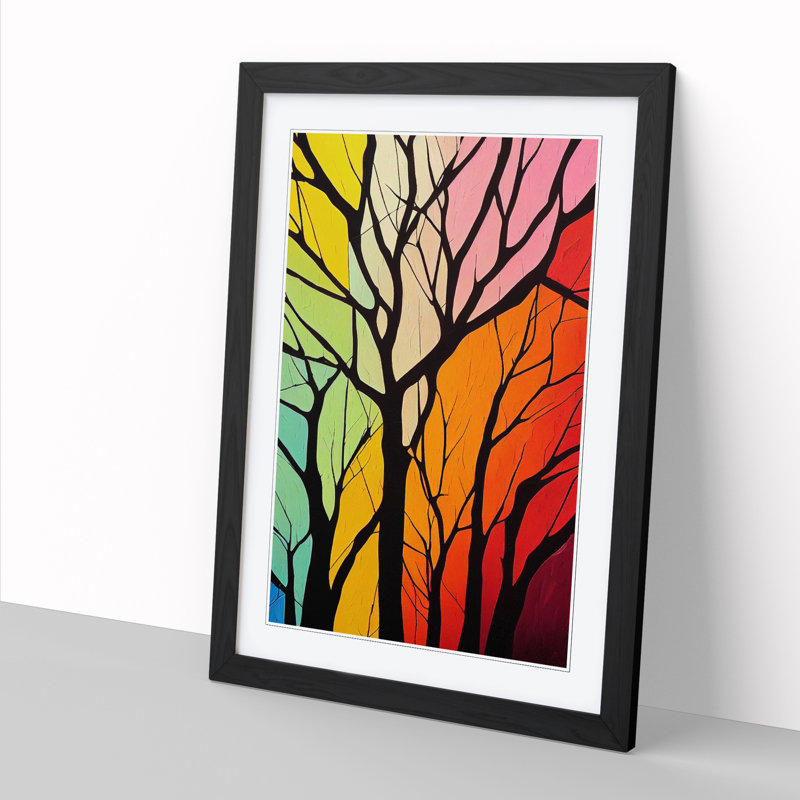 FRM-V0523-36X Abstract Tree Vol.7 1 Piece Single Picture Frame Wall Art, 34cm H x 25cm W x 2cm D, Black Framed