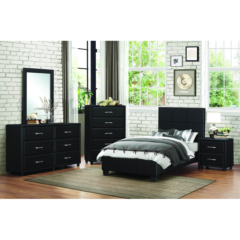 Gribble 29.5'' W 5 - Drawer Dresser, Black Vinyl