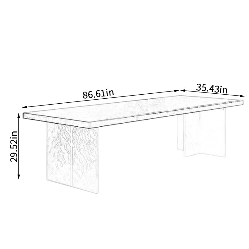 Ash Solid Wood Top Dining Table, 35.43" W x 86.61" L