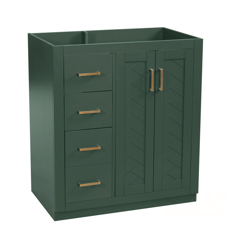 Meuble-lavabo de 30 po, armoire de rangement en bois massif, ensemble de meuble-lavabo autoportant avec 3 tiroirs et portes à fermeture douce, meubles-lavabos (sans lavabo)