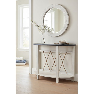 Cottage/Weathered Navy Rounded Sofa Table with Rope Accent