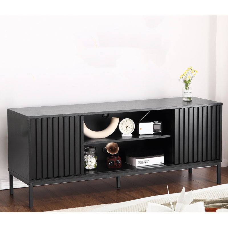 Meuble télé moderne avec porte coulissante rayée Wave