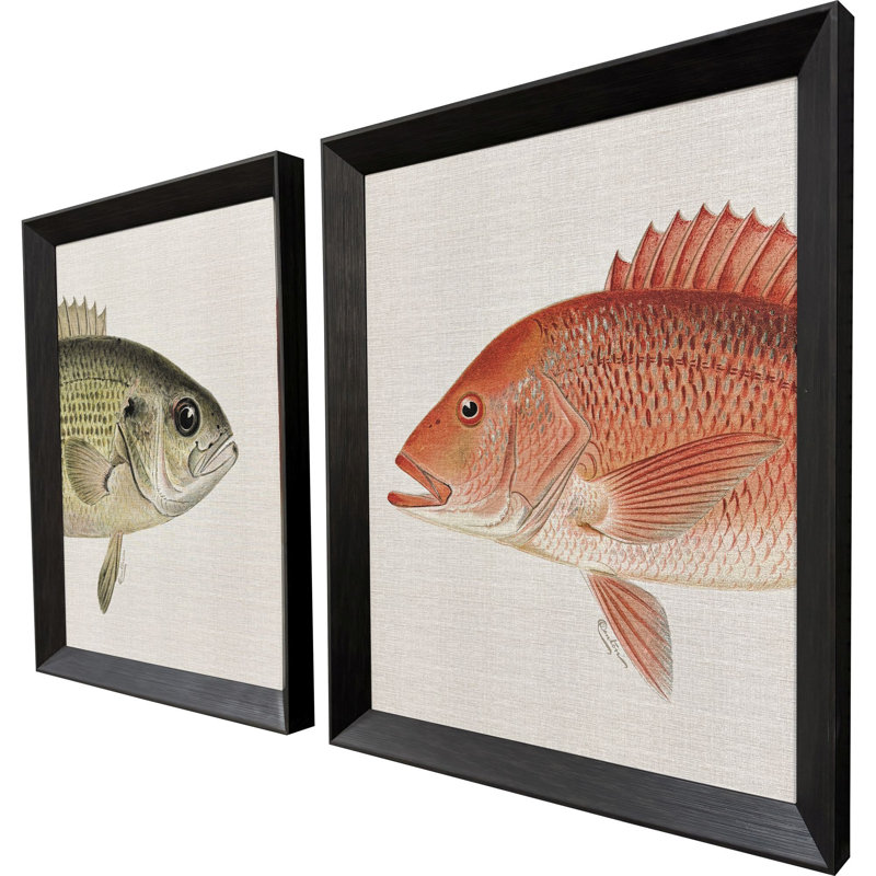 Green/Red Fish Framed Art