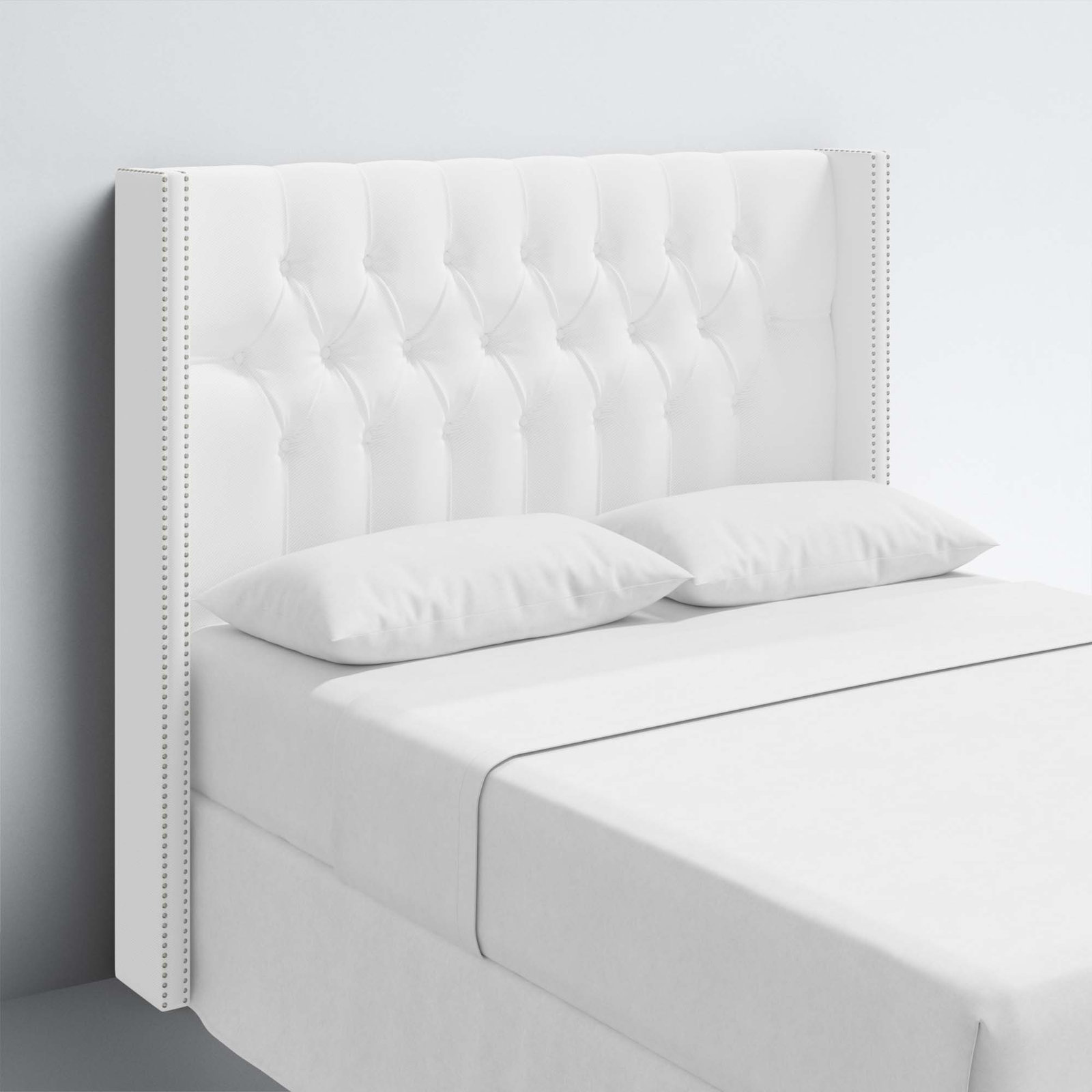 Knighten Upholstered Headboard, King, White Performance Twill