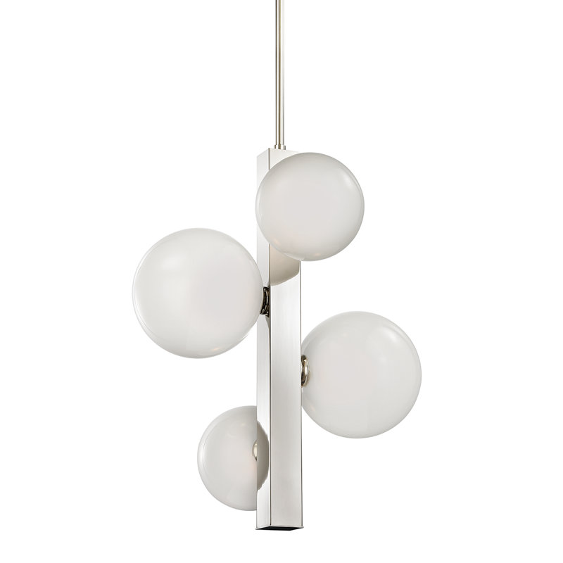 Hinsdale 27" Globe Pendant in Polished Nickel and Glass