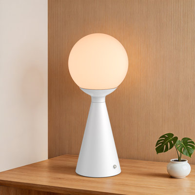 Lampe de table 13 "à DEL tactile moderne rechargeable avec abat-jour rond et charge USB-C