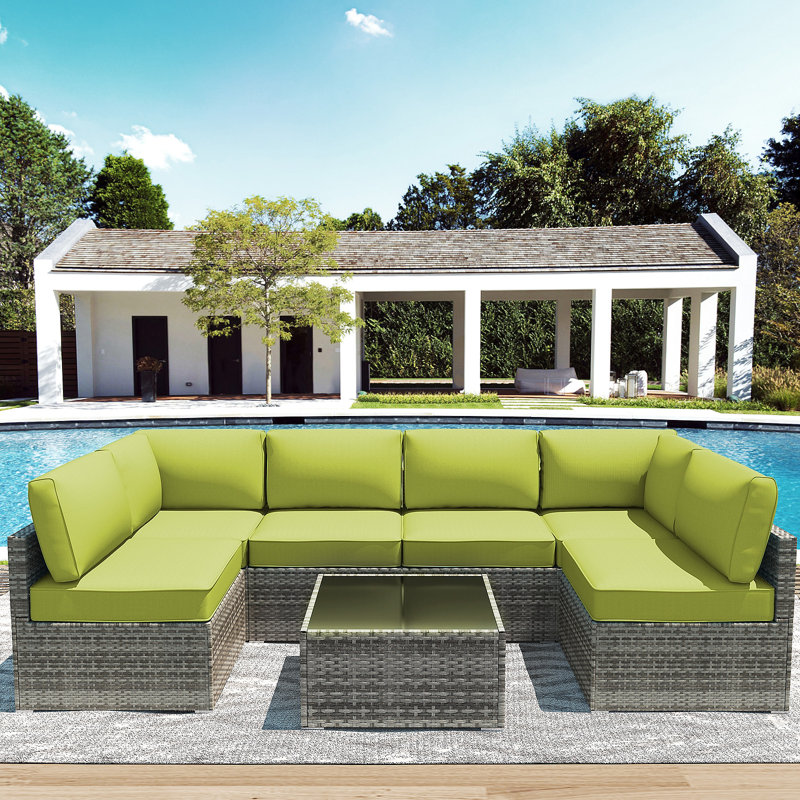 Outdoor Replacement Cushions for Patio Furniture,Water-Resistant Sofa Cushions for Rattan Wicker Sectional Patio Conversation Sets,14-Piece Outdoor Couch Cushions Patio Sofa Cushions