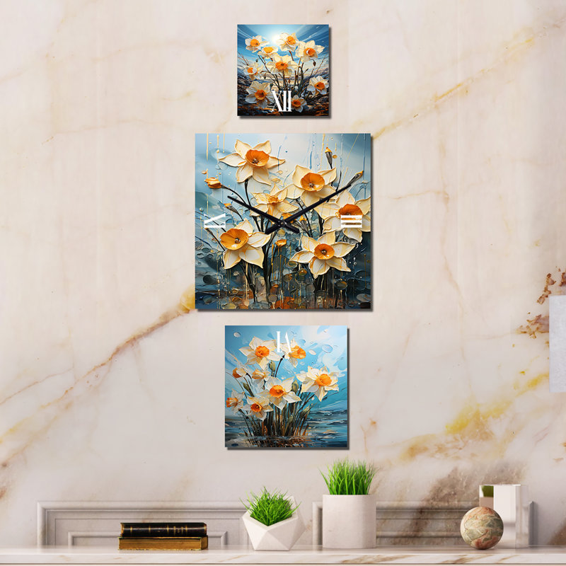 Grande horloge verticale Ericanthony - Daffodils