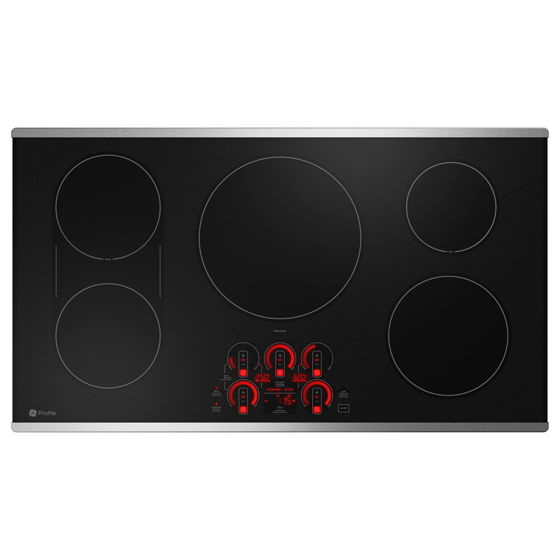 36" Induction Cooktop with 5 Elements, Black/Stainless Steel